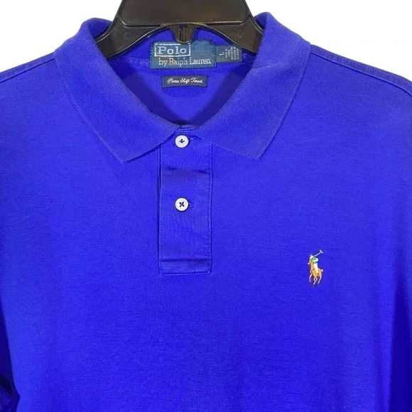 Polo Ralph Lauren collared pol0 shirt  L Blue Pima soft touch cotton small horse - Picture 3 of 6